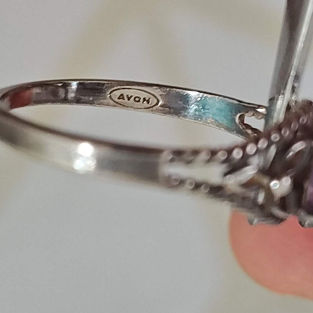 Vintage Avon RJ Graziano Sterling Silver Amethyst Filigree Ring Sz 9.75 - Picture 5 of 6